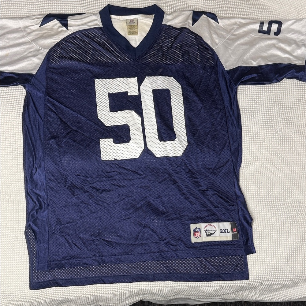 NFL Throwbacks - Blue & White Dallas Cowboys #50 - Moussette Jersey - 2XL